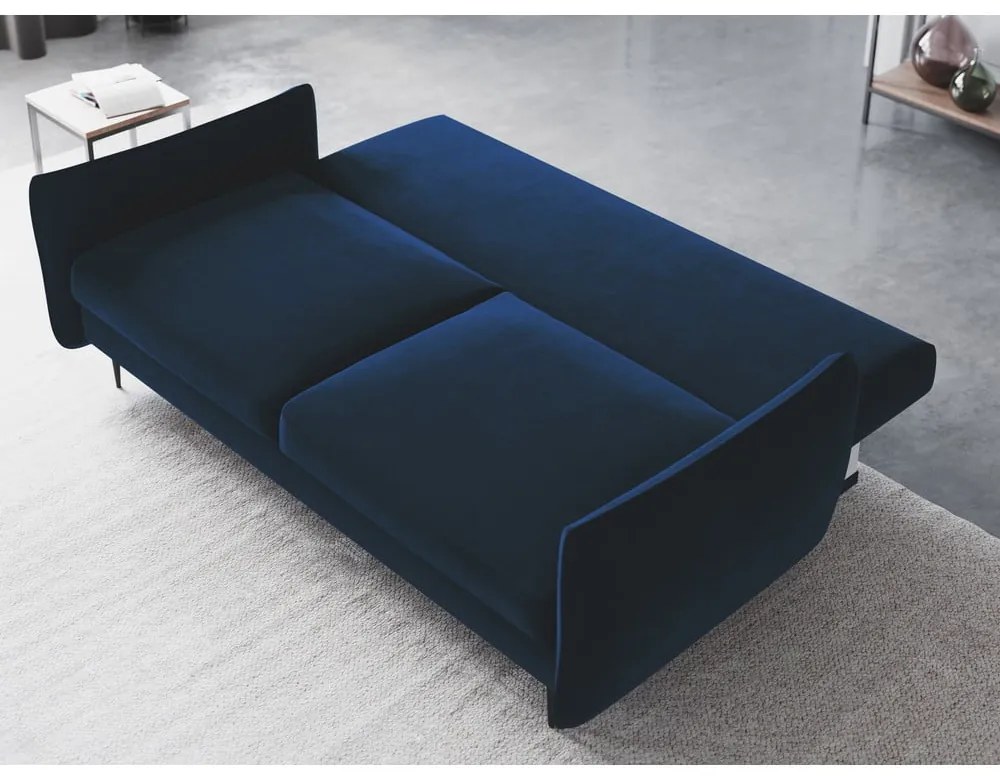 Ciemnoniebieska sofa rozkładana ze schowkiem Cosmopolitan Design Vermont