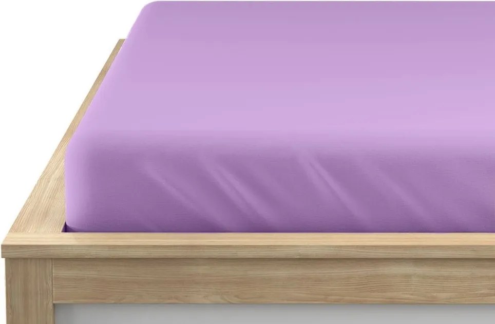 PrzytulneMieszkanie.pl Prześcieradło z gumką z mikrofibry jasnofioletowe 90 x 200 cm