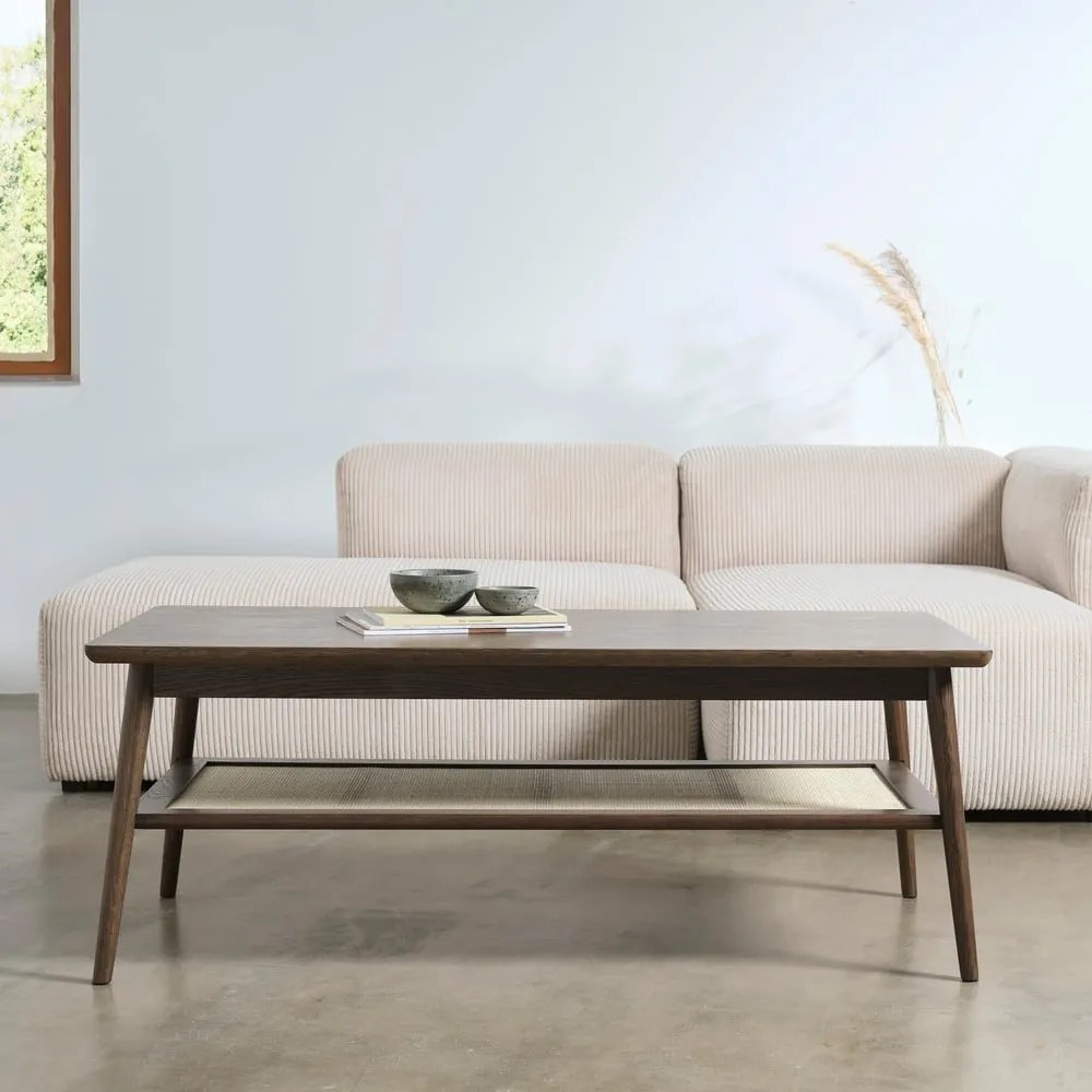 Brązowy stolik z blatem w dekorze dębu 60x120 cm Barrali – Unique Furniture