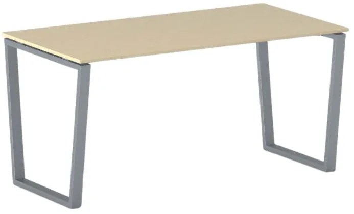 Biurko PRIMO IMPRESS, 160x80 cm, szaro-srebrna podstawa, brzoza