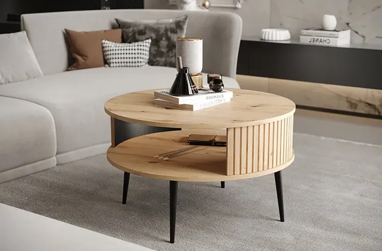 Okrągły Stolik Kawowy Do Salonu Dąb Artisan R2-L65