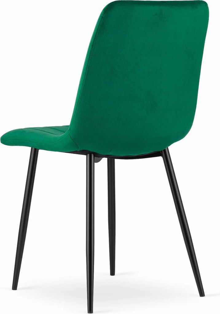 Zielone krzesło do kuchni LAVA aksamitne z czarnymi nogami