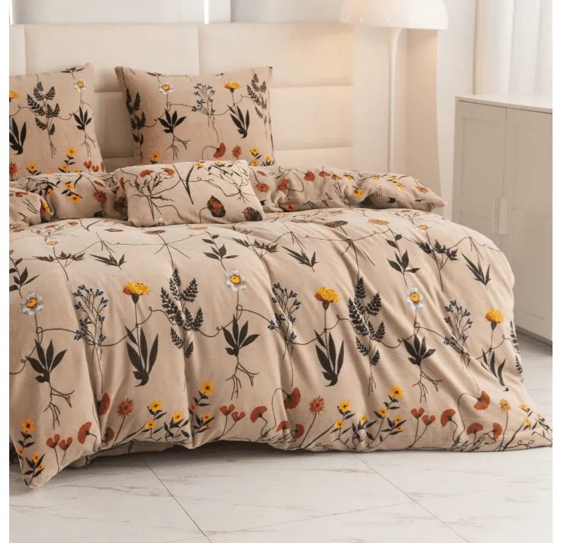 PrzytulneMieszkanie.pl PrzytulneMieszkanie.pl Pościel z mikropluszu HERBAR beżowa Rozmiar pościeli: 2 szt 70 x 90 cm | 200 x 220 cm