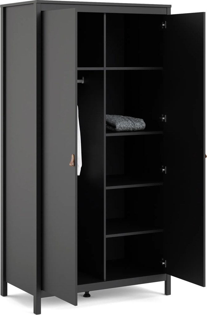 Dwudrzwiowa szafa ubraniowa Madrid 2D czarny mat