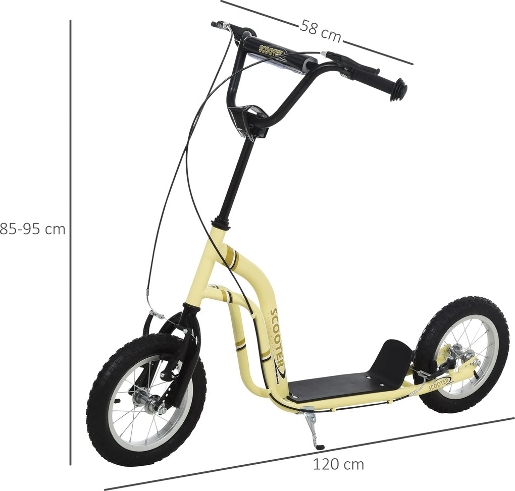 HOMCOM Hulajnoga miejska dla dzieci Opony pneumatyczne Regulowana kierownica Aluminiowa Czarna | Aosom PL