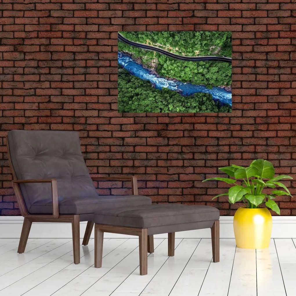 Obraz na szkle - Rzeka między górami, Kaukaz, Rosja (70x50 cm)