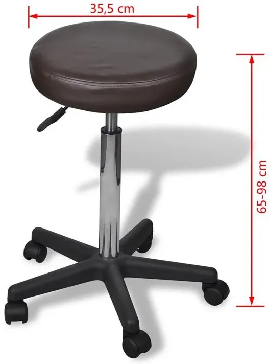 Brązowy zestaw dwóch tapicerowanych taboretów na kółkach W6-B81