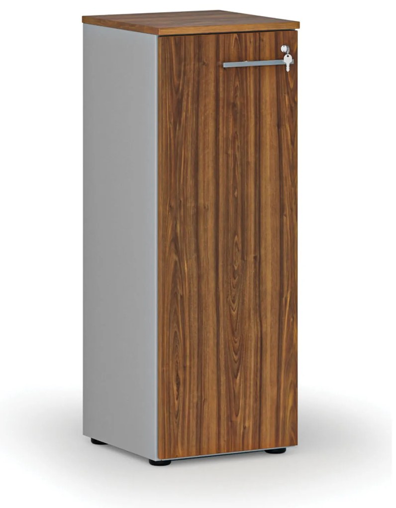 Szafa biurowa niska z drzwiami PRIMO GRAY, 400 x 420 x 1087 mm, szary/orzech