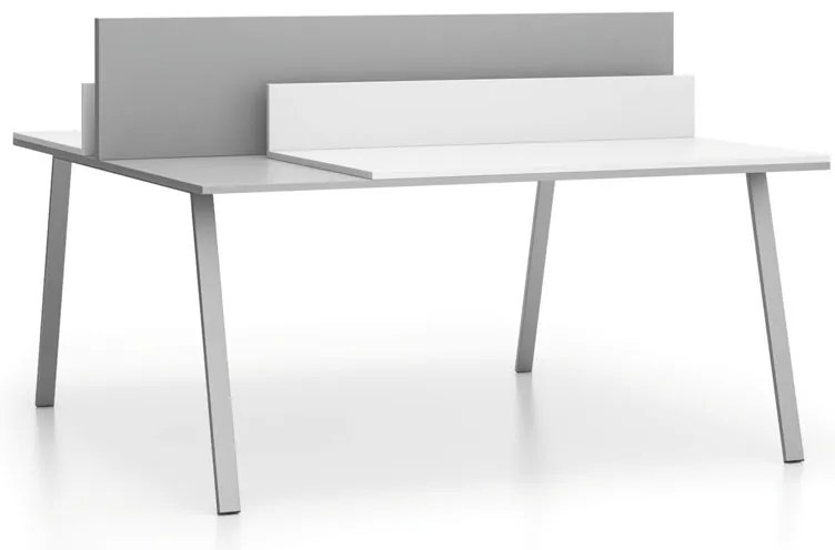 Biurko DOUBLE LAYERS, przesuwny blat, z przegrodami, biały/szary