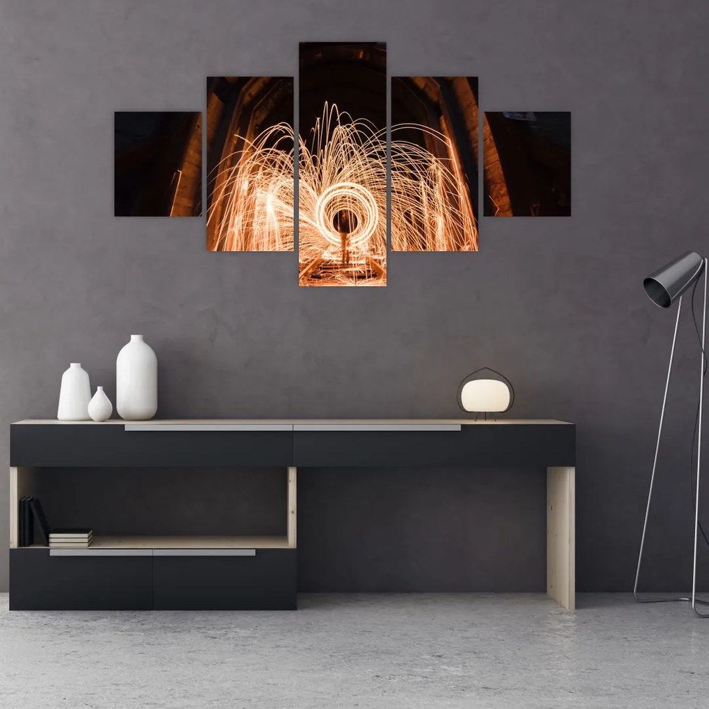 Obraz - Pokaz świateł na torach (125x70 cm)