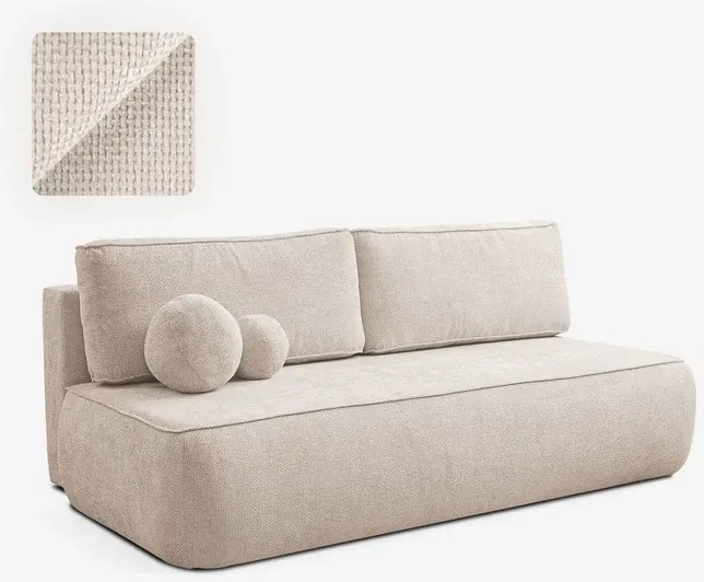Sofa z Funkcją Spania ARVETO Kremowa Szenil Nowoczesna