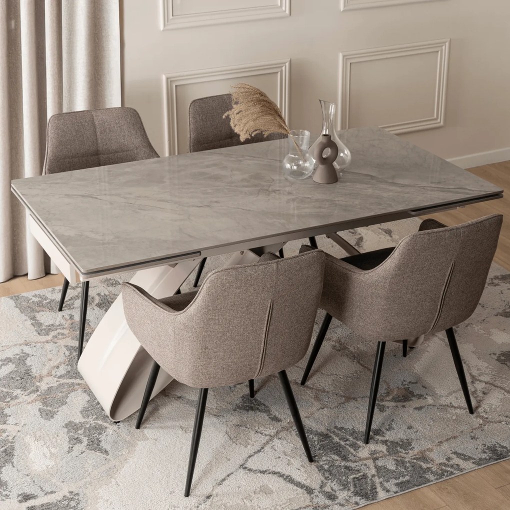 Krzesło Tapicerowane do Salonu PALMA Cappuccino Nowoczesne