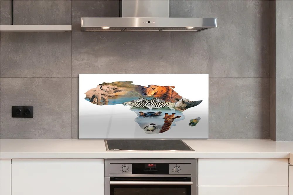 Panel szklany do Kuchni Dzika Fauna: Zebra, Żyrafa i Tygrys