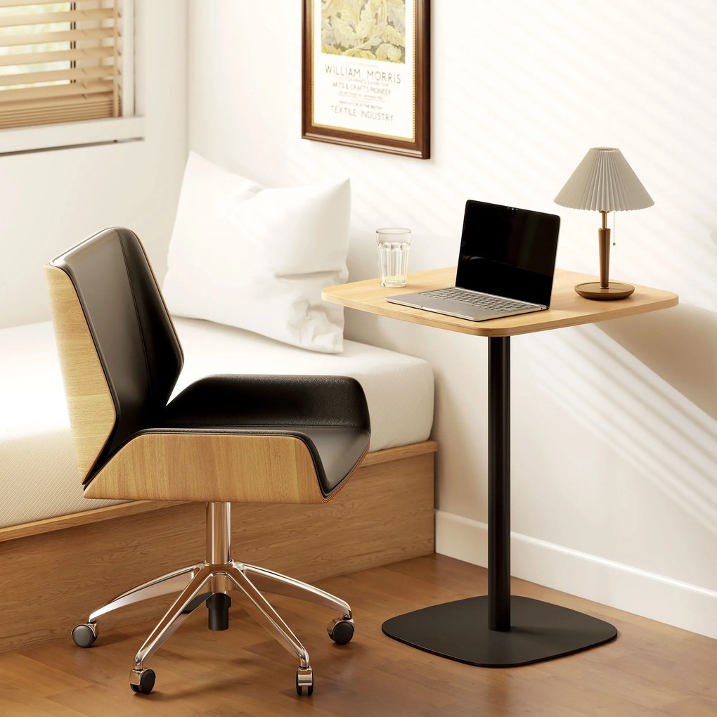 HOMCOM Mały stół jadalny, 60 cm, kwadratowy, blat z MDF, stalowa podstawa, do salonu, jadalni, kuchni, drewno naturalne+czarny | Aosom PL