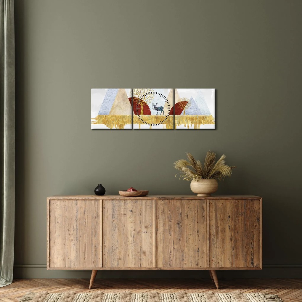 Obraz - Wystrój (z zegarem) (90x30 cm)
