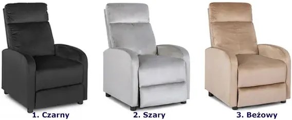 Szary relaksacyjny fotel welurowy - Lucasa 4X