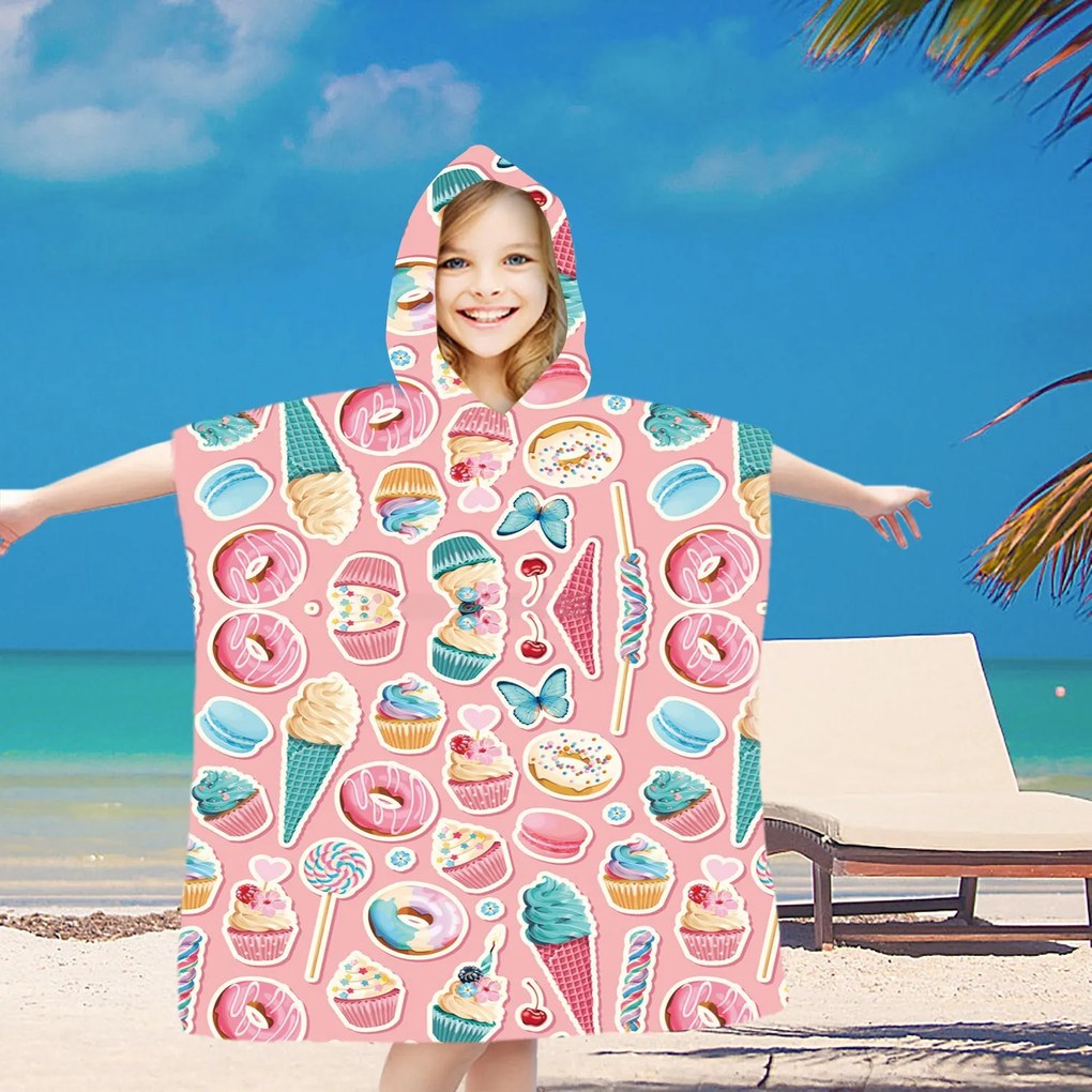 Dziecięce ponczo SWEETIE różowe 60x120 cm