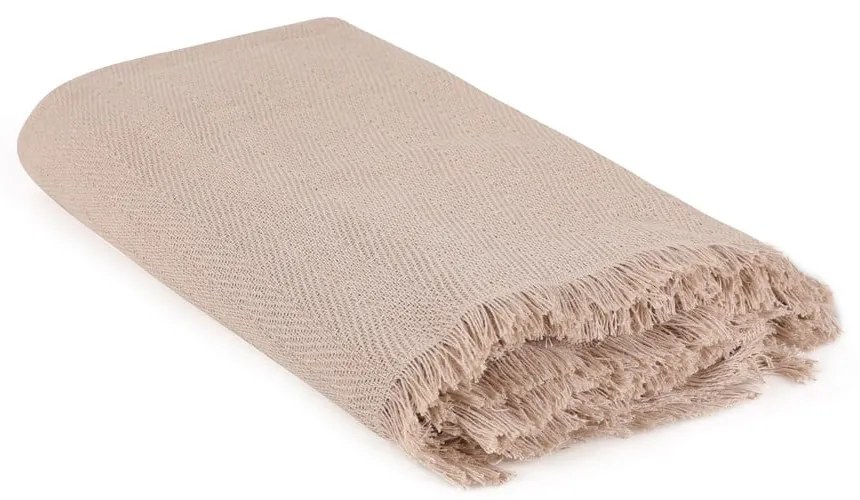 Brązowa narzuta z bawełny z recyklingu 170x205 cm Merlin – Mijolnir