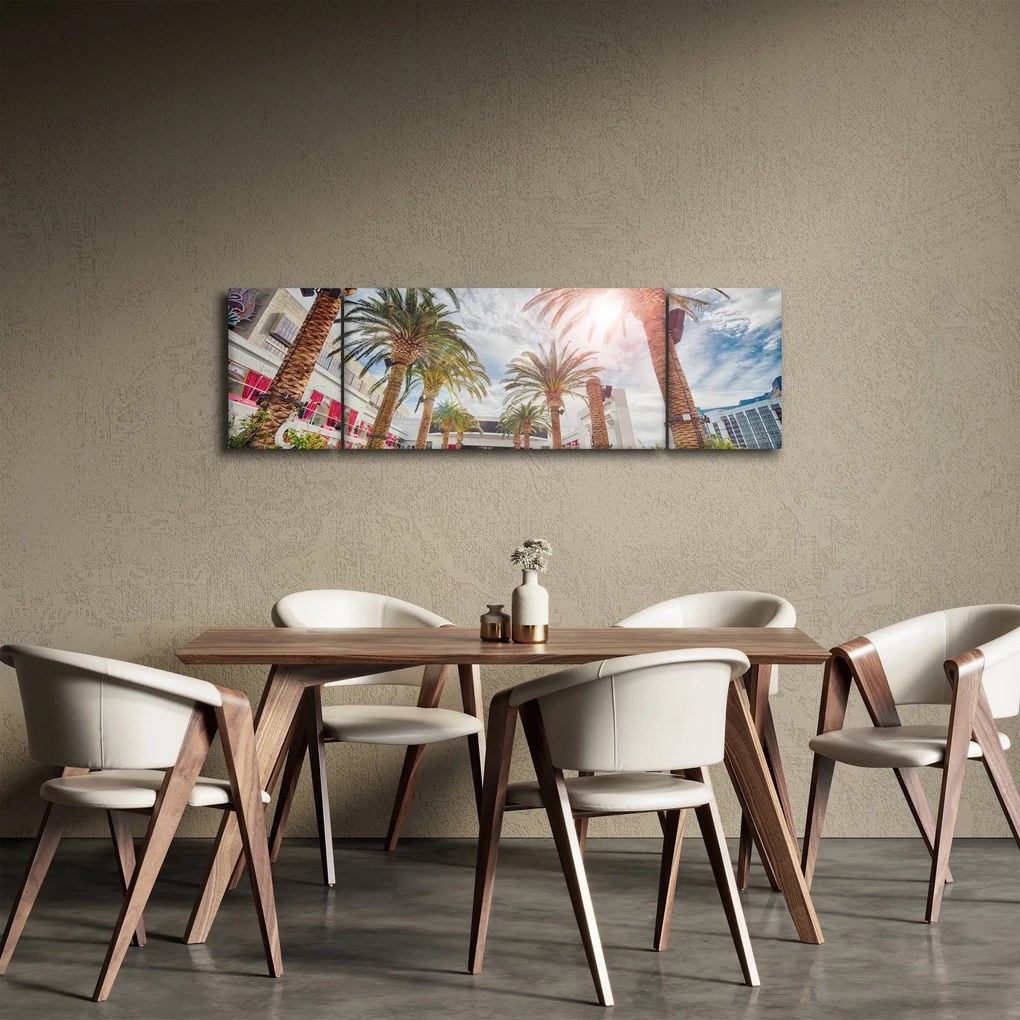 Obraz - palmy z basenem (170x50 cm)