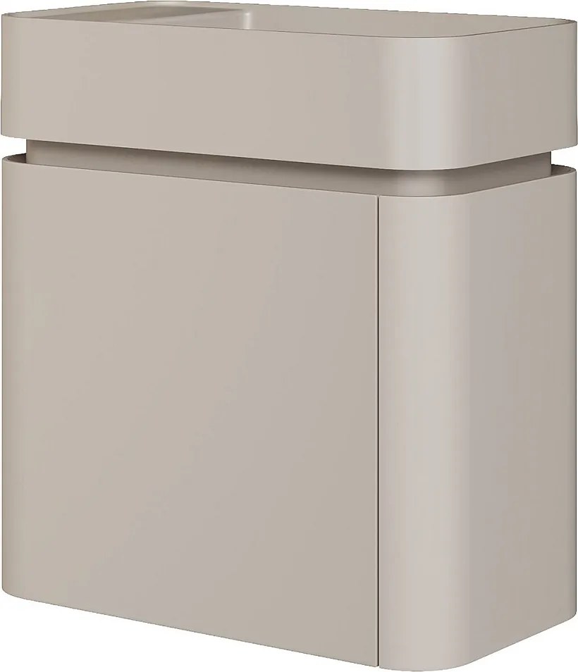 Wisząca szafka pod umywalkę z żywicy - Beżowy mat - 45 x 25 x 48 cm - JONSA