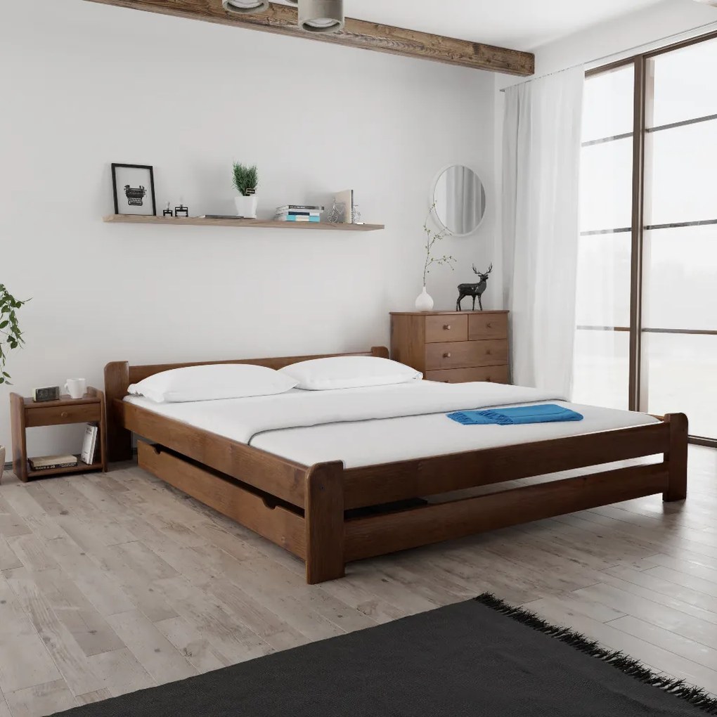 Łóżko Emily 180 x 200 cm, dąb Stelaż: Ze stelażem listwowym rolowanym, Materac: Materac Deluxe 10 cm