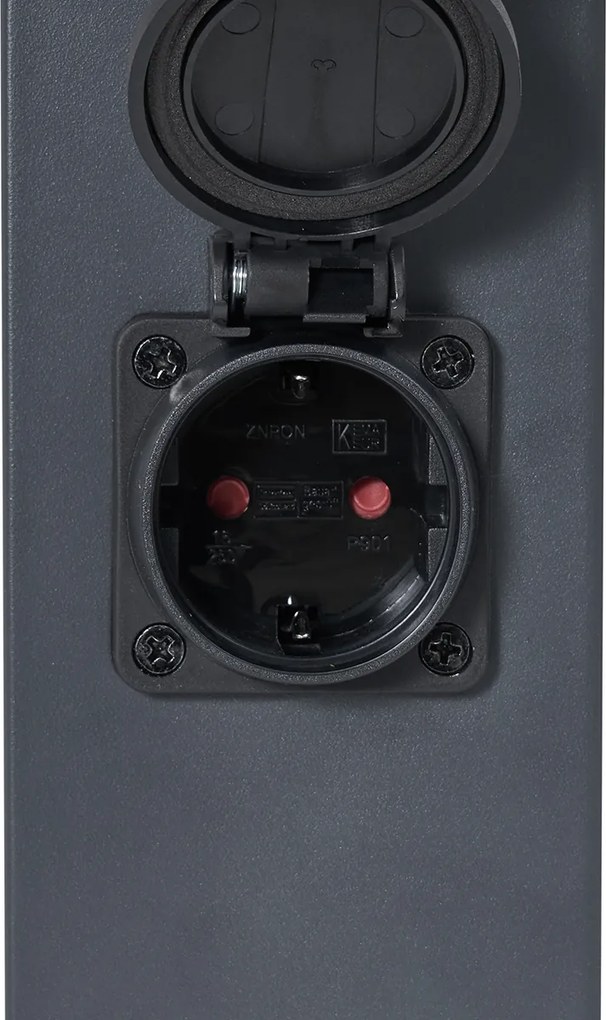 Lampa zewnętrzna ciemnoszara z przydymionym szkłem 80 cm IP44 z gniazdem i czujnikiem ruchu - Malios