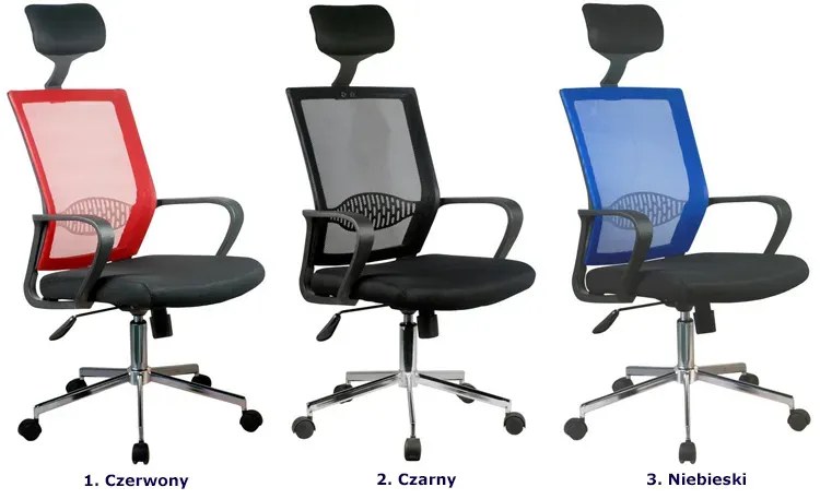 Czerwony fotel ergonomiczny z zagłówkiem do biurka - Dalmar