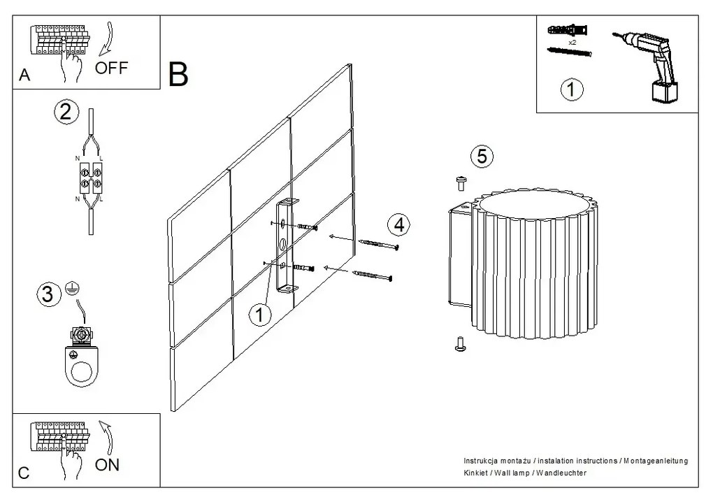 Kinkiet AURA biały G9 ryflowany SOLLUX  LIGHTING