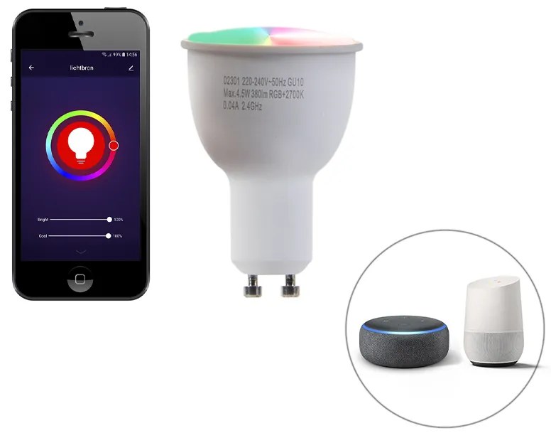 Zewnetrzna Inteligentna nowoczesna lampa ścienna czarna IP44 w komplecie z 2 żarówkami WiFi GU10 - Baleno Nowoczesny Oswietlenie zewnetrzne
