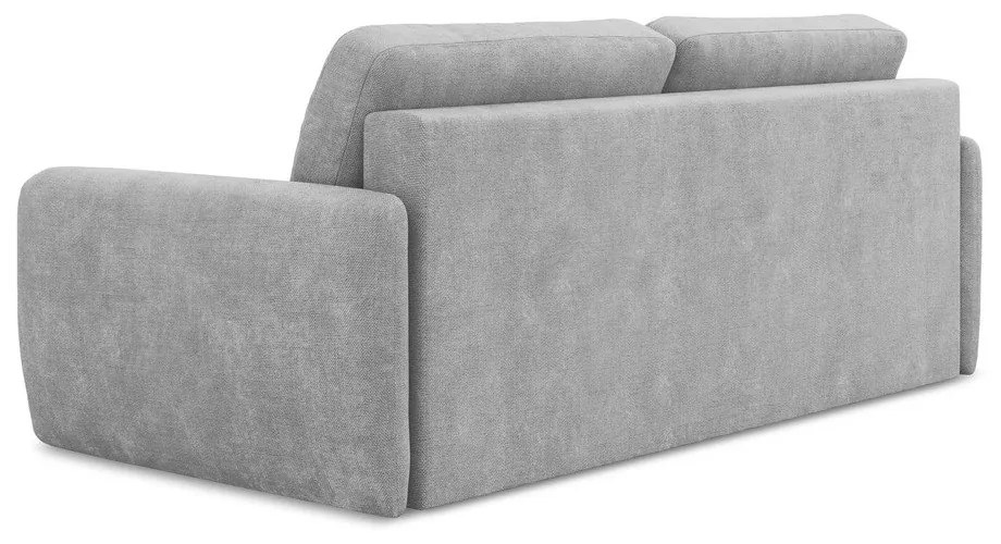 Jasnoszara rozkładana sofa z tkaniny szenilowej ze schowkiem 218 cm Lilo – Makamii