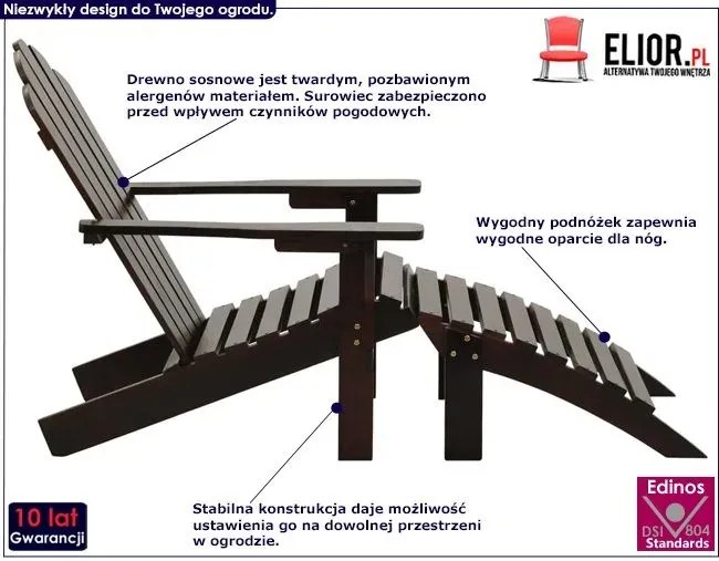 Drewniane ogrodowe krzesło brązowe L4-D52