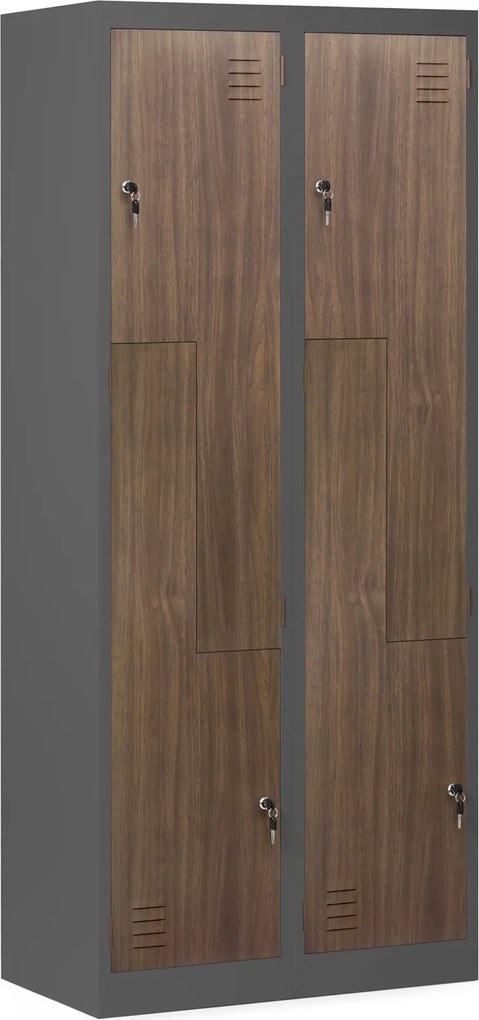 Szafa socjalna czterokomorowa Eco Design Julia 80x45x185 cm antracyt/orzech