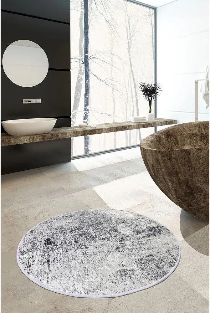 Szary dywanik łazienkowy ø 100 cm Evidence – Foutastic