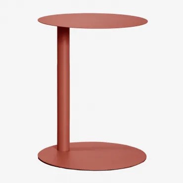 Stolik Pomocniczy Ogrodowy Okrągły Ø40 Cm Ze Stali Yannik Terracota - Sklum