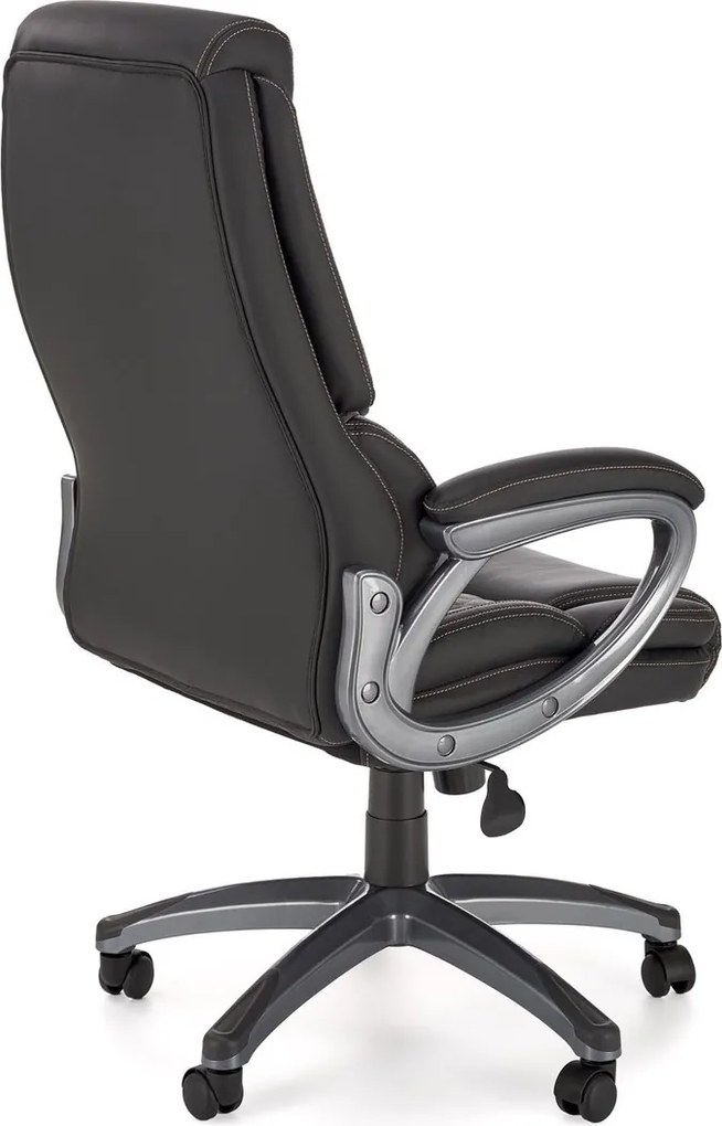 Czarno-szary fotel gabinetowy z ekoskóry Steven Halmar