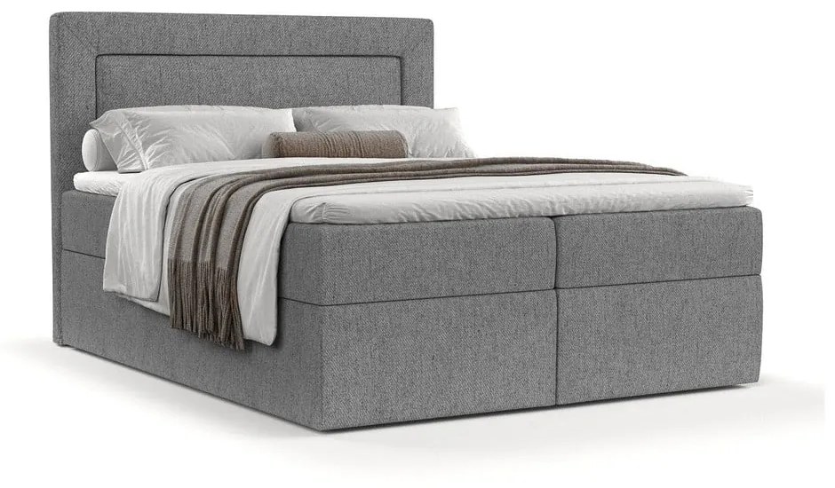 Szare łóżko boxspring ze schowkiem 160x200 cm Imagine – Maison de Rêve