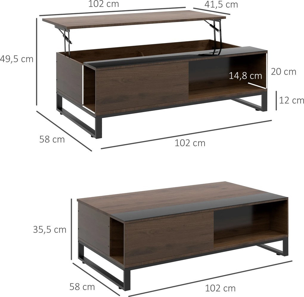 HOMCOM Stolik kawowy, stolik pomocniczy z regulowaną wysokością blatu, stolik do sofy ze stali