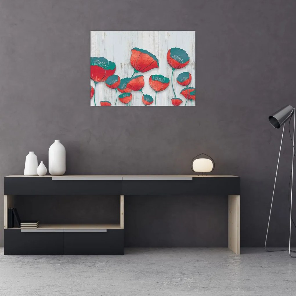Obraz - Maki - nafta (70x50 cm)