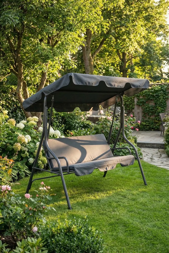 Grafitowa huśtawka ogrodowa L5-G11