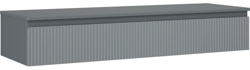 Mexen Rivel szafka łazienkowa podumywalkowa 140 cm z blatem, 1 szuflada, ryflowana , grafit mat - 91A20-14023-1-BFC66