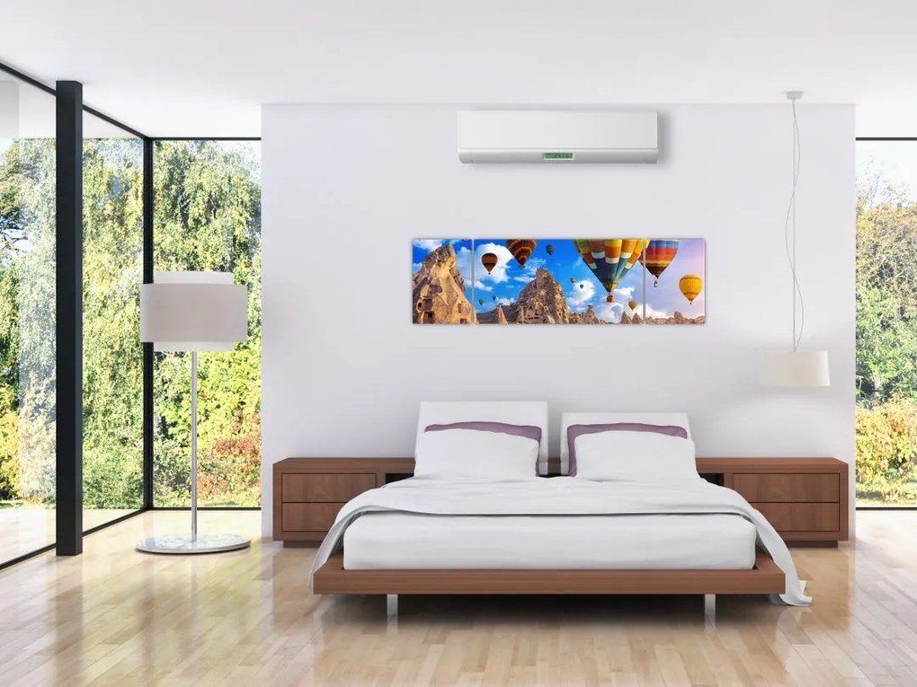Obraz - Balony na ogrzane powietrze, Kapadocja, Turcja. (170x50 cm)