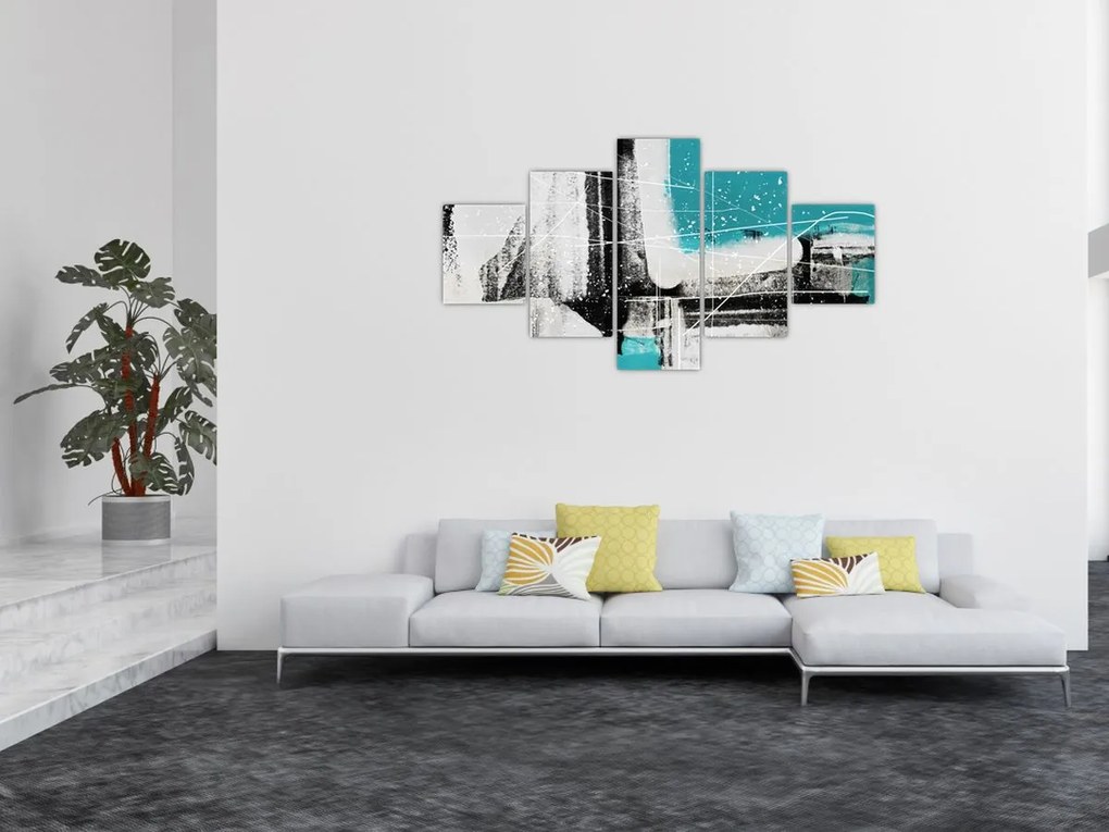 Obraz - Turkusowa abstrakcja (125x70 cm)