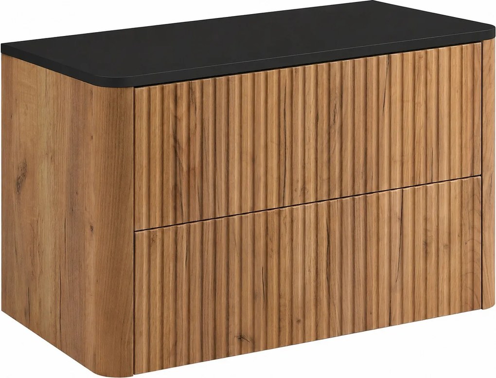 Szafka łazienkowa 80, Dąb craft, blat czarny, 80,8 x 44,2 x 50 cm