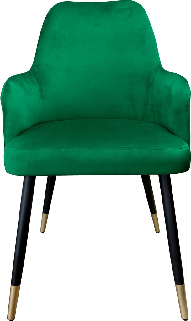Krzesło WESTA tkanina Welur noga metalowa elegancki styl loftowy : Kolor nogi - Czano-złota stożek, Kolor tkaniny - VELVET - MG25, Typ siedziska - Siedzisko stałe