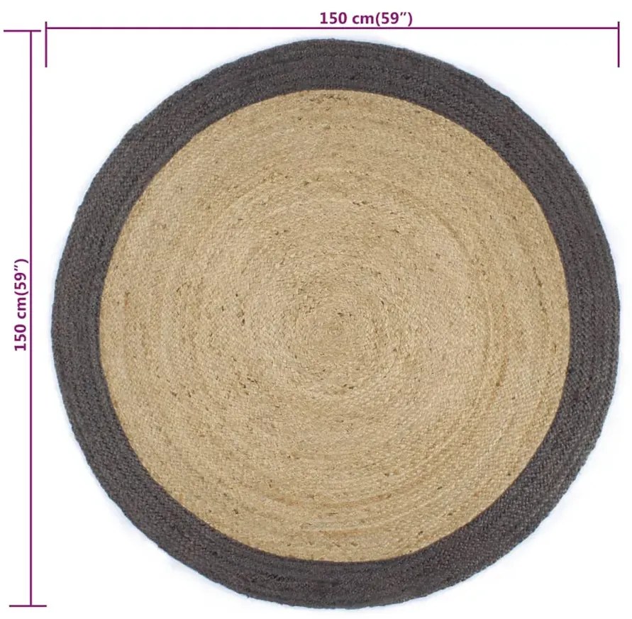 Ciemnoszary jutowy okragły dywanik 150 cm Z1-H79