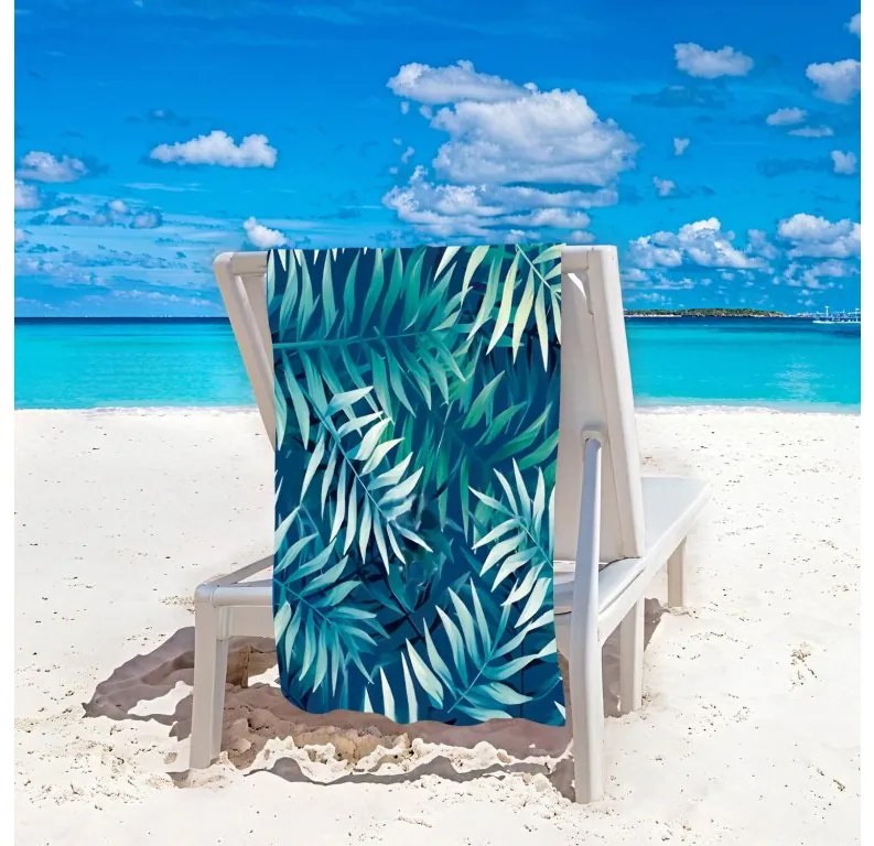 Zestaw plażowy BORNEO – ręcznik plażowy 100×180 cm i ponczo 80×145 cm, ciemnoniebieski