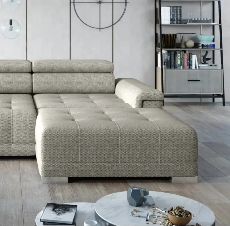 Narożnik CAMPO S z elektryczną regulacją siedziska Prawostronny w tkaninie MEMPHIS 04 WERSAL