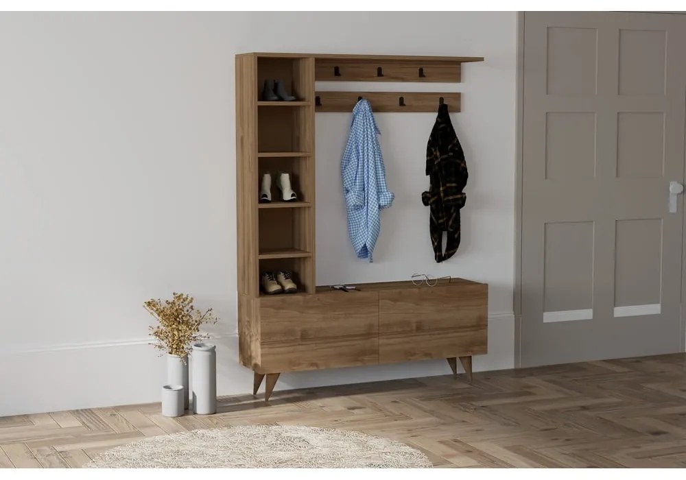 Naturalny zestaw do przedpokoju w dekorze orzecha Hale – Kalune Design