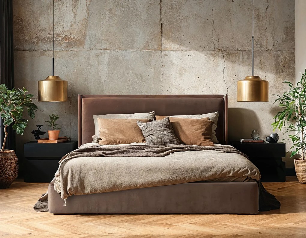 Tapicerowane łóżko niskie z pojemnikiem 200x200 - 32 kolory W9-P62