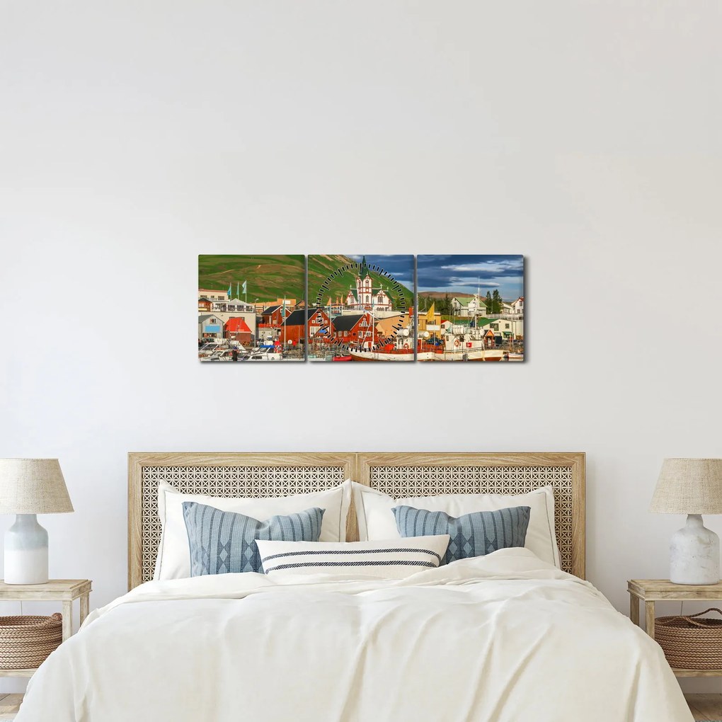 Obraz - Húsavík (z zegarem) (90x30 cm)